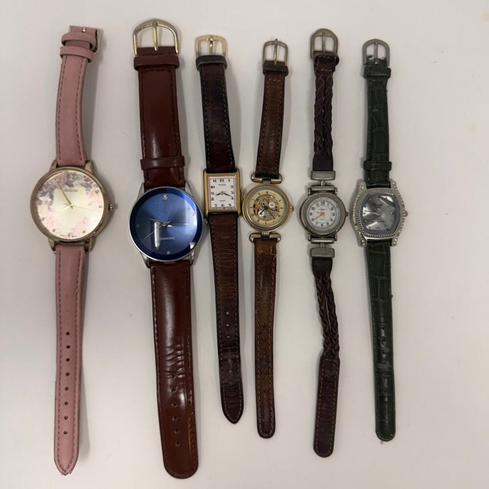 Lot of 6 Women's Watches Pulsar Relic Decree Nelsonic Acuet Leather Untested